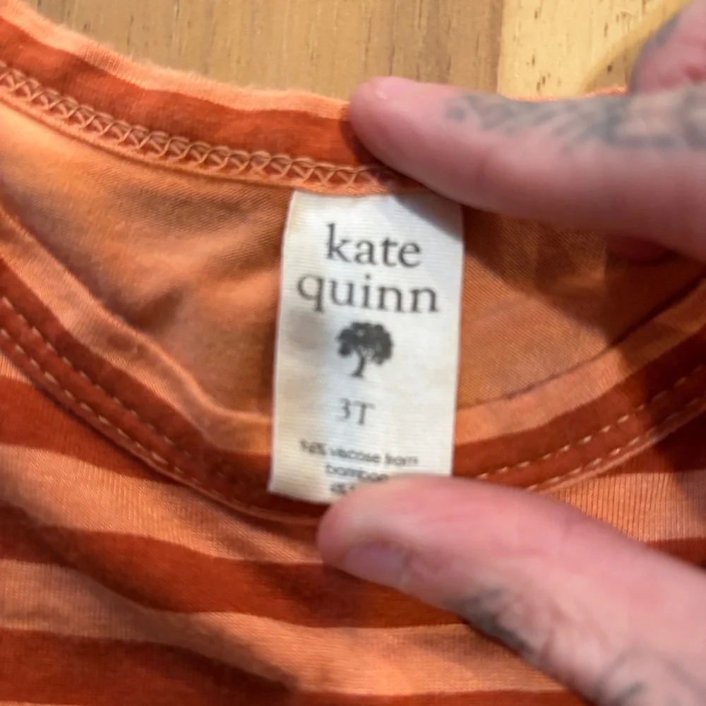 Kate Quinn Orange Striped Pajama Set with Fruit Print